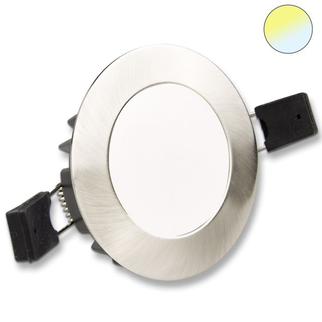 LED Einbaustrahler Slim, rund, chrom matt, 12W, IP44, 100°, 3000/4000K wählbar