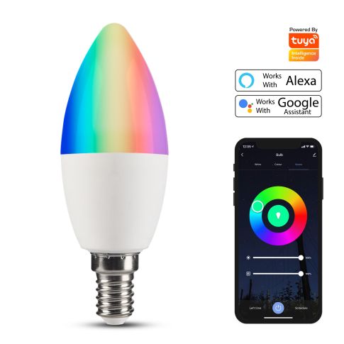 LED E14 RGB-CCT 5in1 TUYA WIFI Smart LED Birne